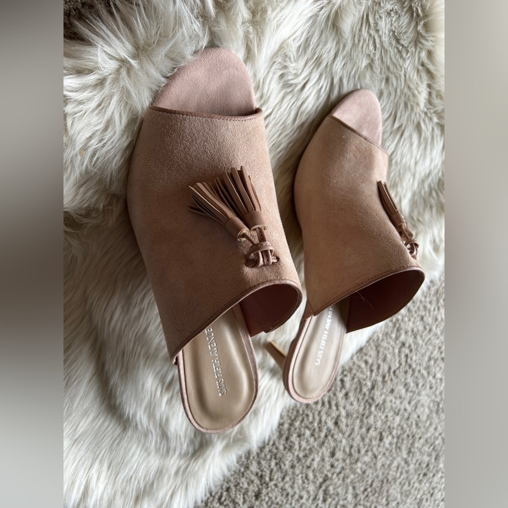 Saks Fifth Avenue Blush Tassel Mules View 4